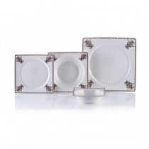 Porio 74 Parça Bonechina Kare Yemek Takımı (M44-117)
