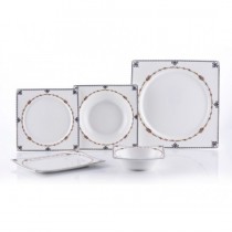 Porio 74 Parça Bonechina Kare Yemek Takımı (M44-118)