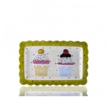 Porio Puantiyeli Yeşil Cupcake Tabak