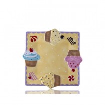 Porio Puantiyeli Sarı Kare Cupcake Tabak
