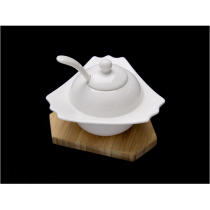 Bambu Tepsili Tekli Porselen Kapaklı Şekerlik