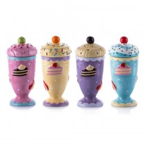 Porio Puantiyeli 4lü Asorti Kapaklı Dondurmalık