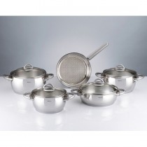 Hisar 9 Parça Çelik Tencere Seti-Bahama Gri