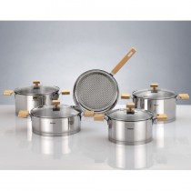 Hisar 9 Parça Çelik Tencere Seti-Milano Gold