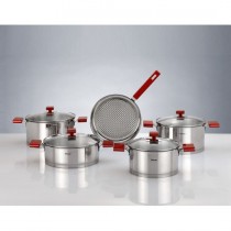 Hisar 9 Parça Çelik Tencere Seti-Milano Kırmızı