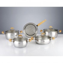 Hisar 9 Parça Çelik Tencere Seti-Monaco Gold