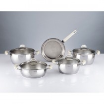 Hisar 9 Parça Çelik Tencere Seti-Monaco Sedef