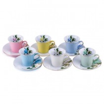 Porio Gül Desenli 6'lı Kahve Fincan Seti