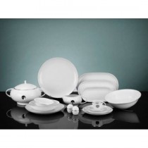 Hisar 85 Parça Porselen Yemek Takımı-Porto Platin