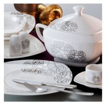 Aryıldız 84 Parça Porselen Yemek Takımı-Bone Kare